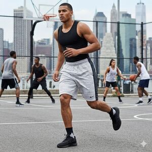 Nike Men's Shorts Striped Blue/Gray White Large Pull On Active Athletic Sports